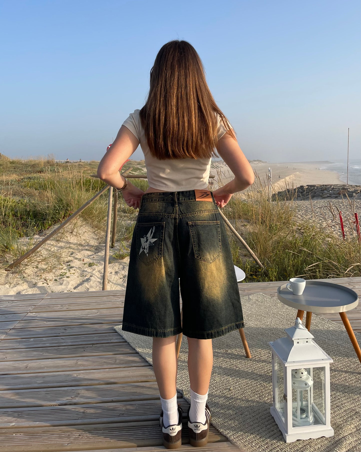 DENIM BAGGY SHORTS SAND WASH