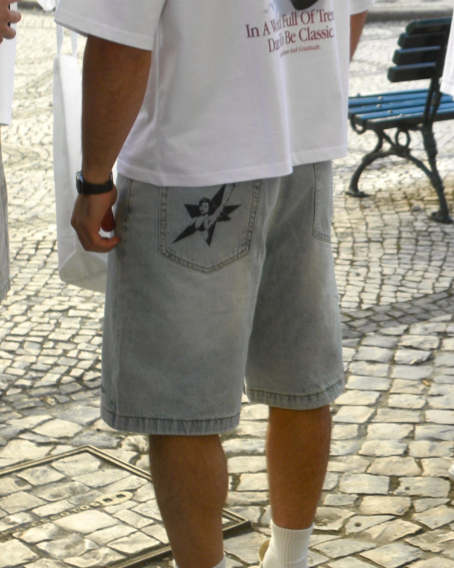 DENIM BAGGY SHORTS BLUE