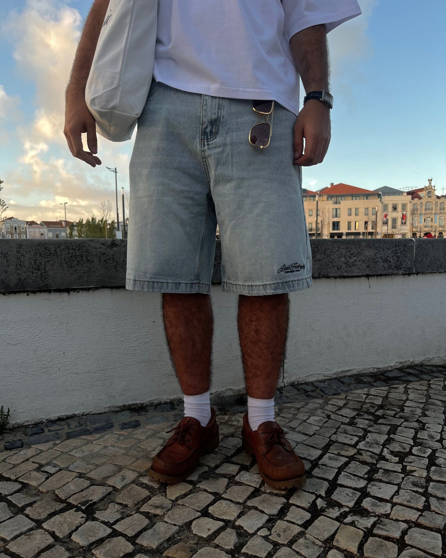 DENIM BAGGY SHORTS BLUE