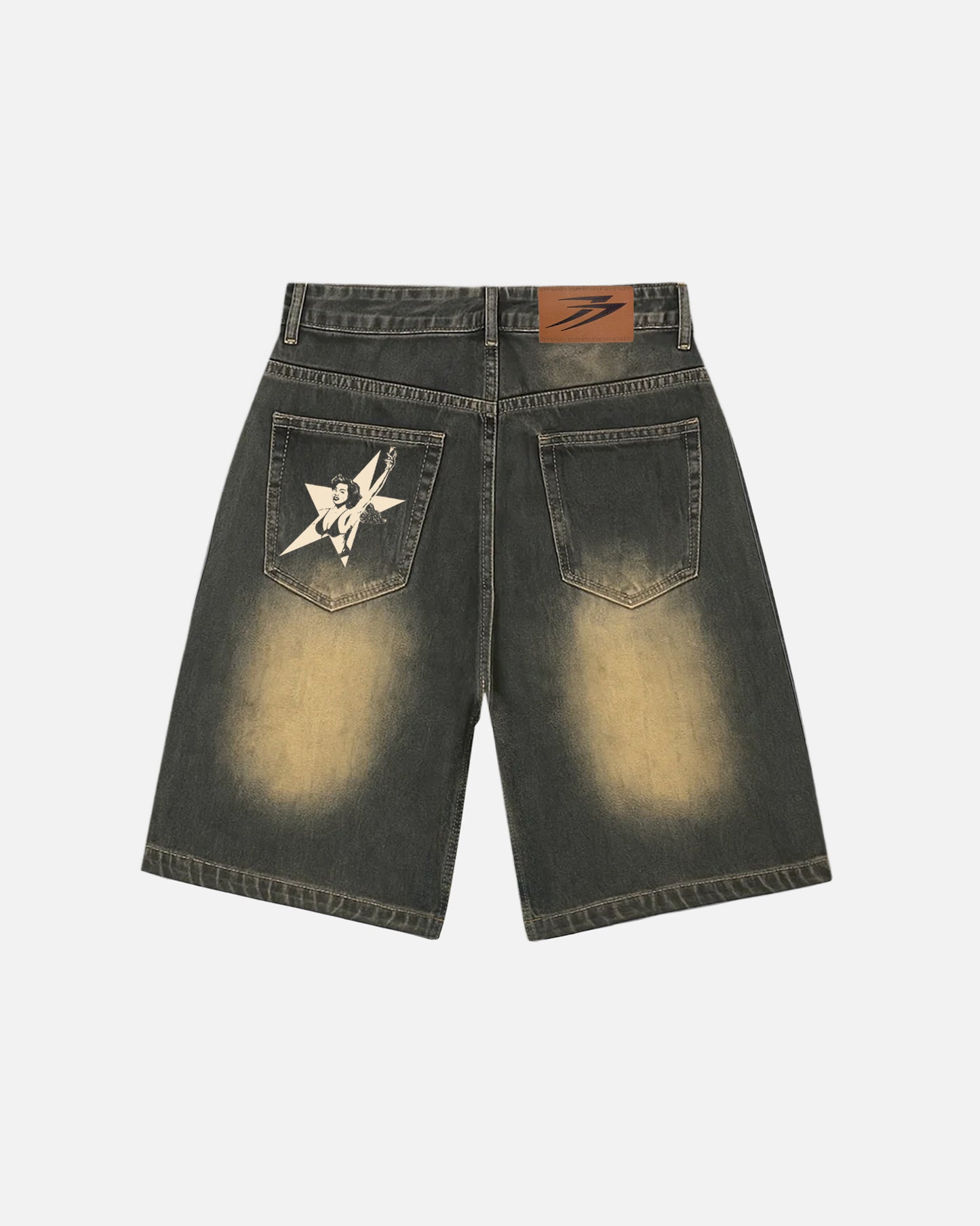 DENIM BAGGY SHORTS SAND WASH