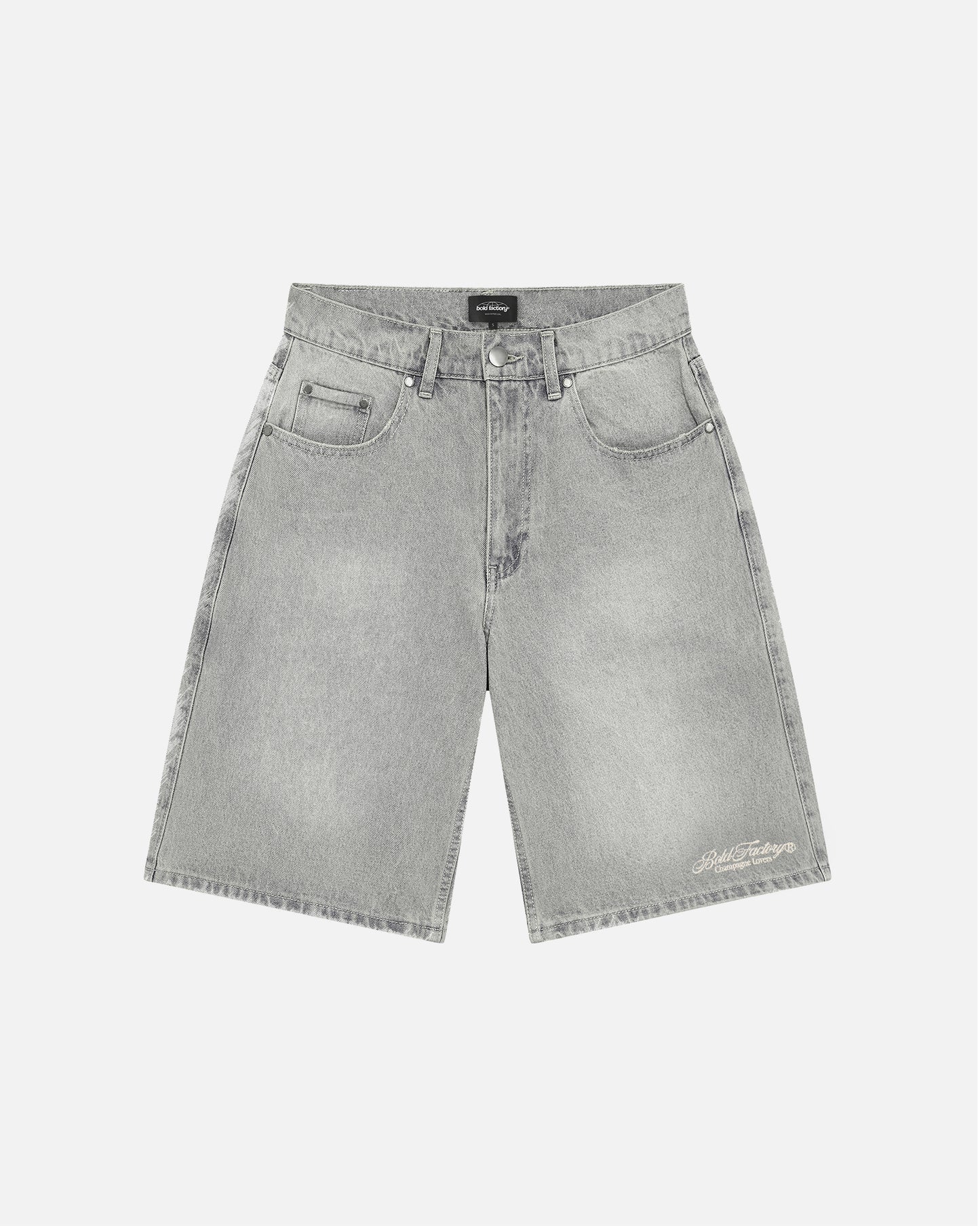 DENIM BAGGY SHORTS GREY